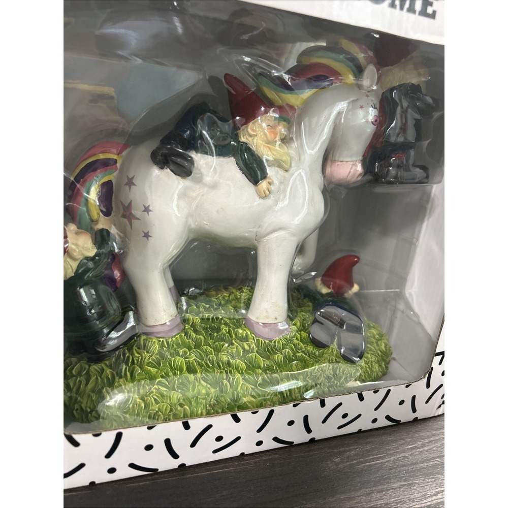 Bigmouth Unicorn Attack Garden Gnome Statue Massacre Outdoor RETIRED 9 1/2" X 9"